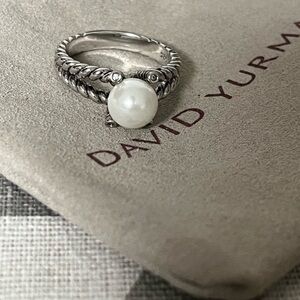 David Yurman Silver Ring with White Pearl sz8